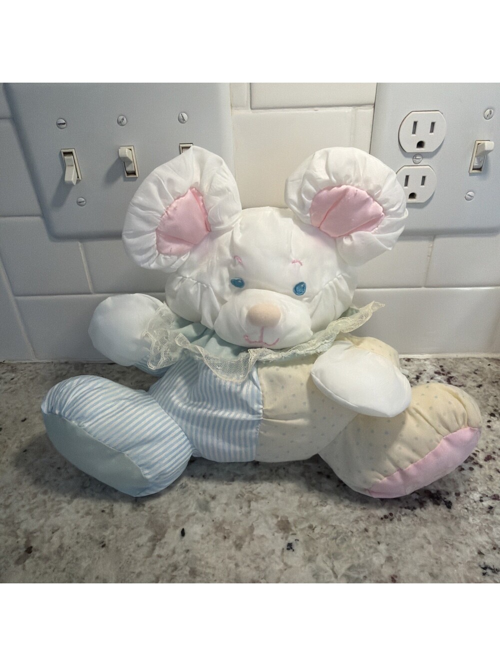 Fisher Price Puffalump Mouse Stuffed Animal Plush Toy Rattle 1988